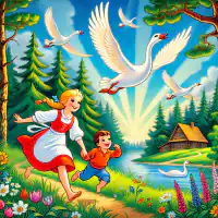 Обложка сказки «Гуси-лебеди»