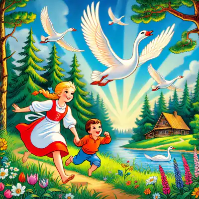 Обложка сказки «Гуси-лебеди»