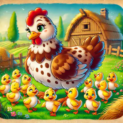 Обложка сказки «Курочка ряба и десять утят»