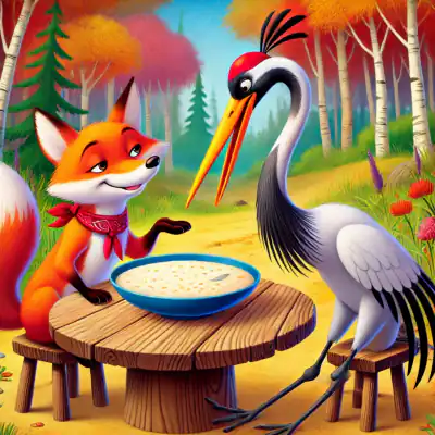 Обложка сказки «Лиса и журавль»