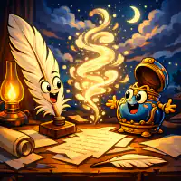 Обложка сказки «Перо и чернильница»