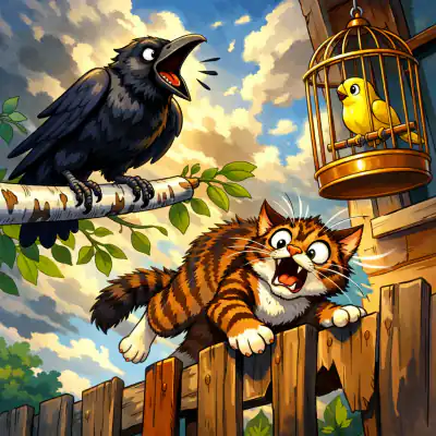 Обложка сказки «Про Воронушку-чёрную головушку и жёлтую птичку Канарейку»