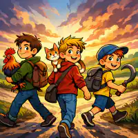 Обложка сказки «Сказка про кота, петуха и серп»